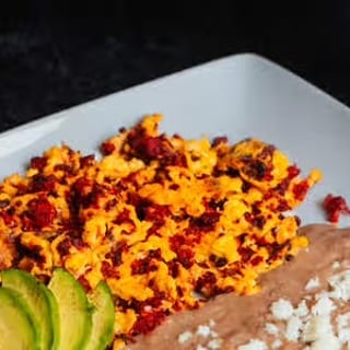 Huevos Con Chorizo Rice-Beans