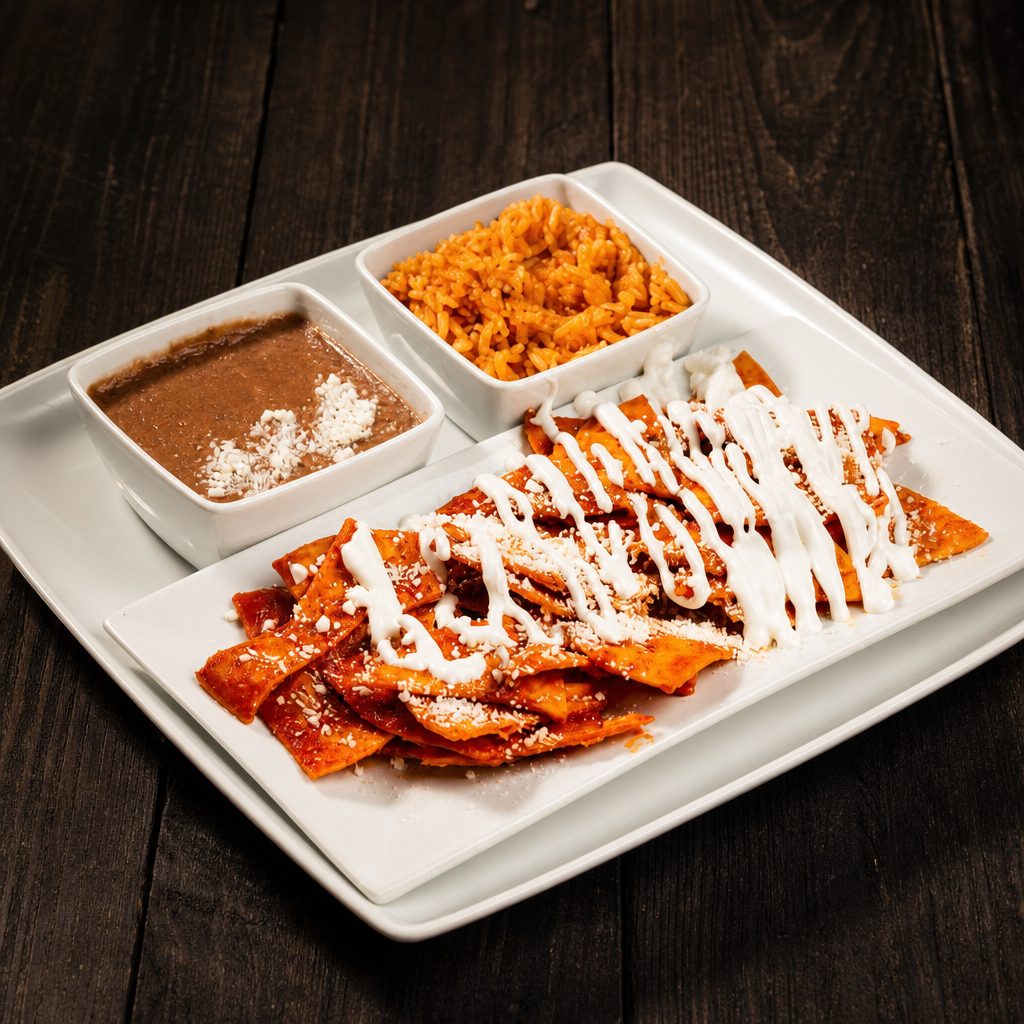 Chilaquiles Rice-Beans.