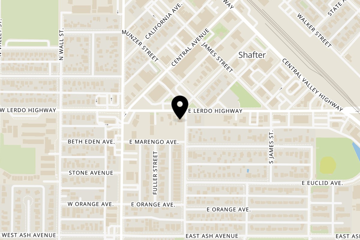 Map showing the location of La Imperial Taqueria Shafter on 189 E Lerdo Hwy in Shafter
